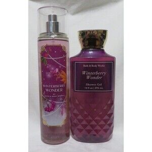 WINTERBERRY WONDER Bath & Body Works Fine Fragrance Mist & Shower Gel Bundle